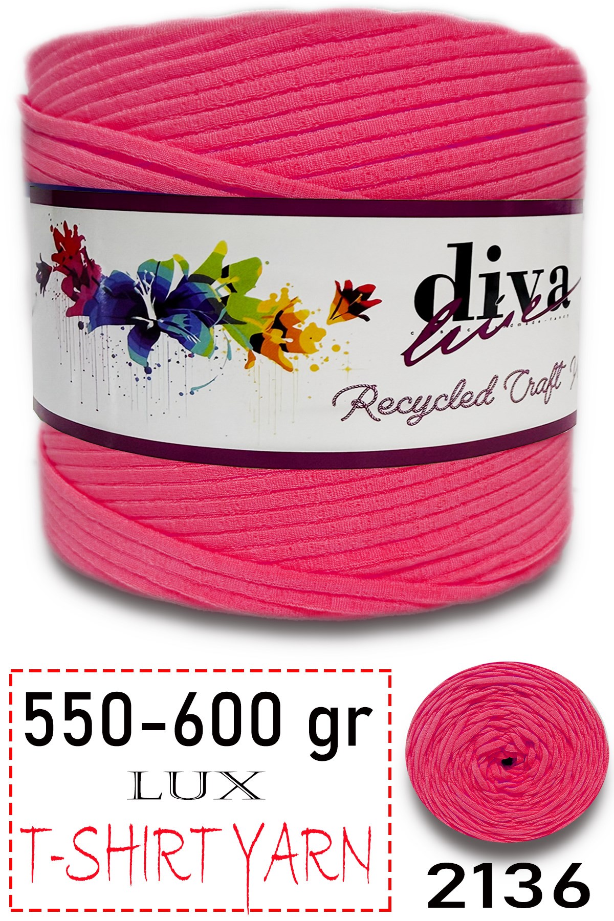 550-600 Gram Lüks Penye Kumaş İplik - T Shirt Yarn - Fabric 2136 Nar Çiçeği (6 lı Paket) - Görsel 1