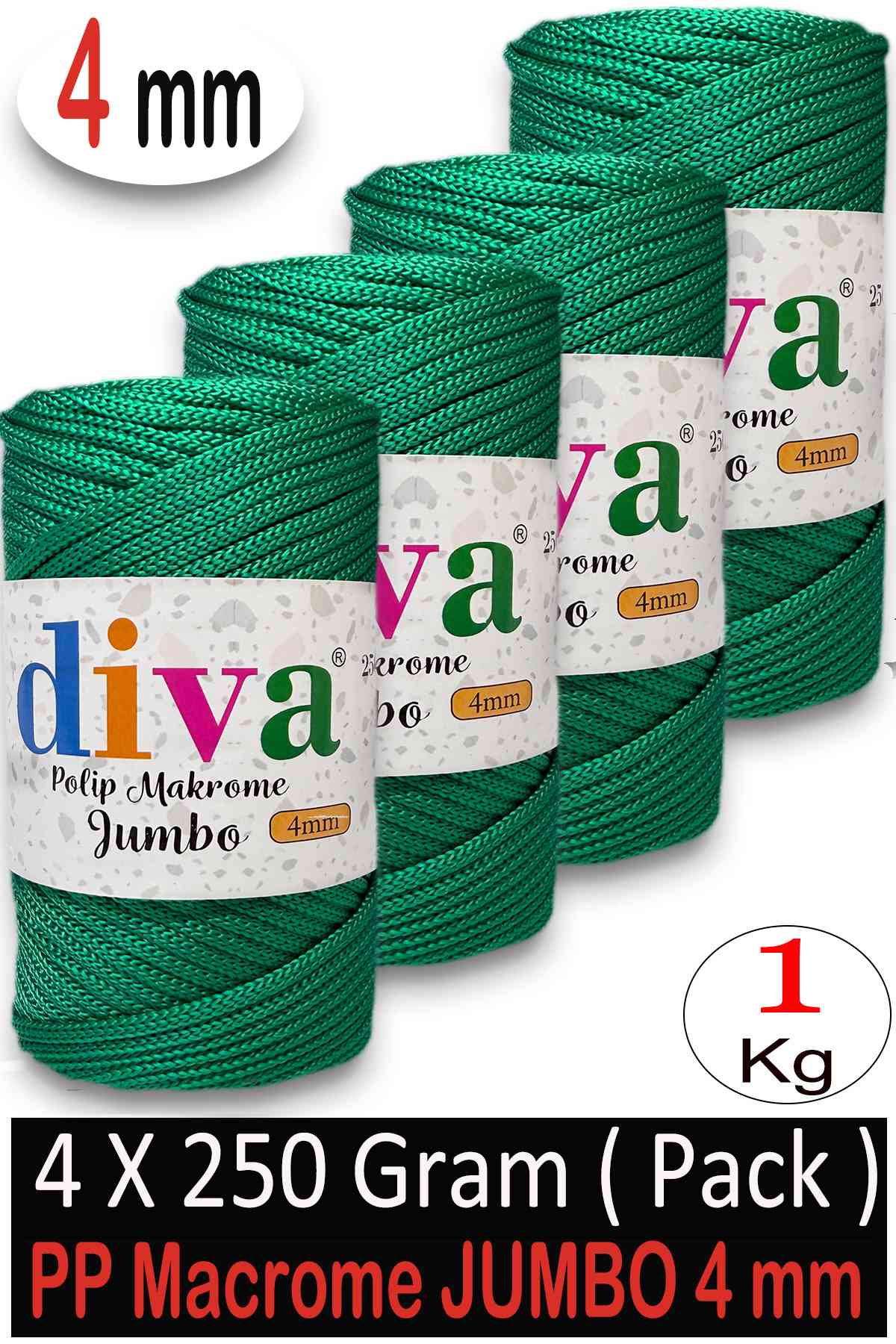 PP Makrome Jumbo 250 gr (4 mm) 175 ( 4 lü Paket ) - Görsel 1