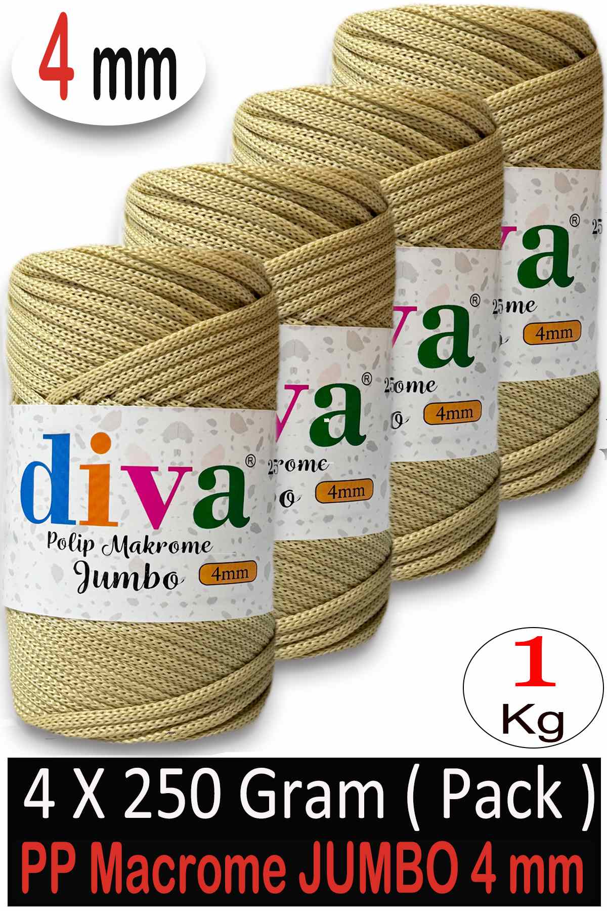 PP Makrome Jumbo 250 gr (4 mm) 35 Nohut ( 4 lü Paket ) - Görsel 1
