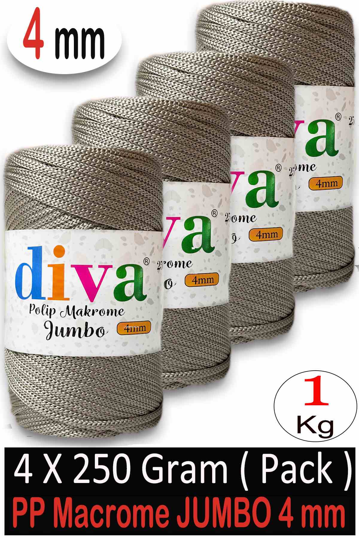 PP Makrome Jumbo 250 gr (4 mm) 37 ( 4 lü Paket ) - Görsel 1