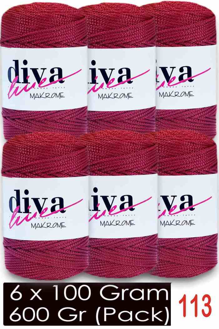 Diva Makrome İpi 113 Vişne ( 6 lı Paket ) - Görsel 1