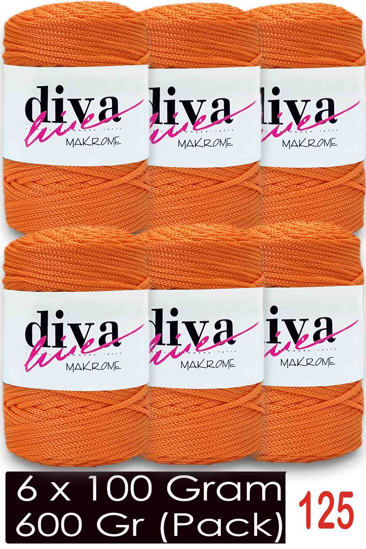 Diva Makrome İpi 125 Portakal ( 6 lı Paket ) - Görsel 1