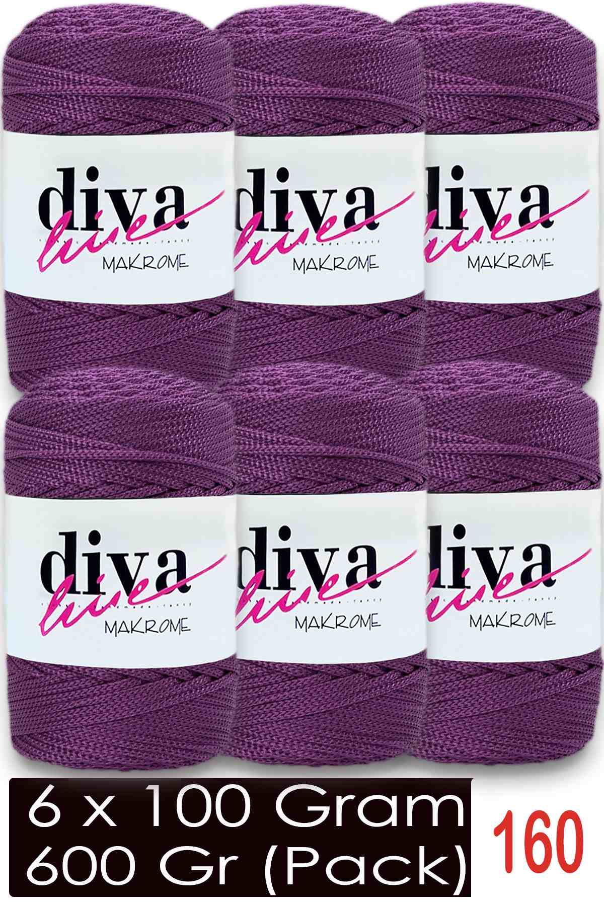 Diva Makrome İpi 160 Mor ( 6 lı Paket ) - Görsel 1
