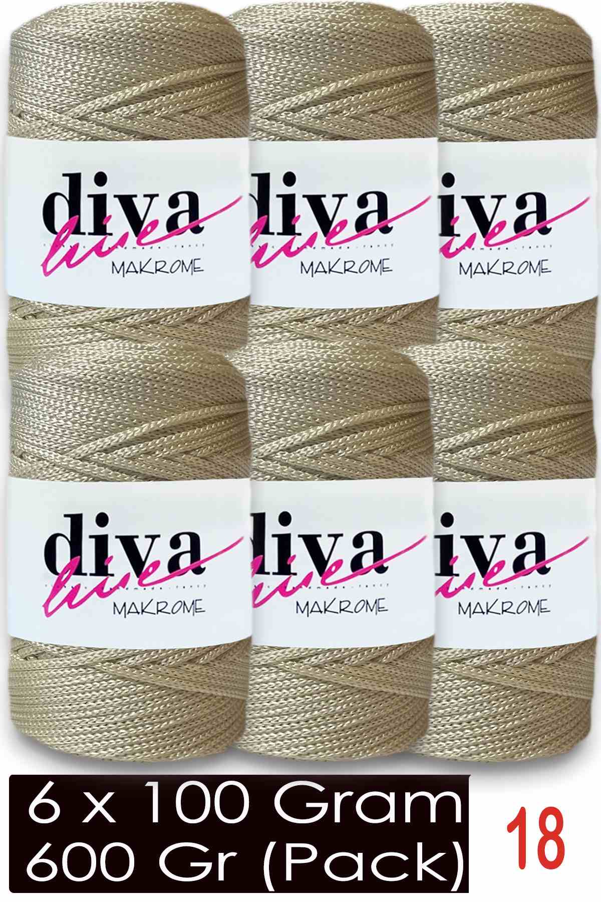 Diva Makrome İpi 18 Krem ( 6 lı Paket ) - Görsel 1
