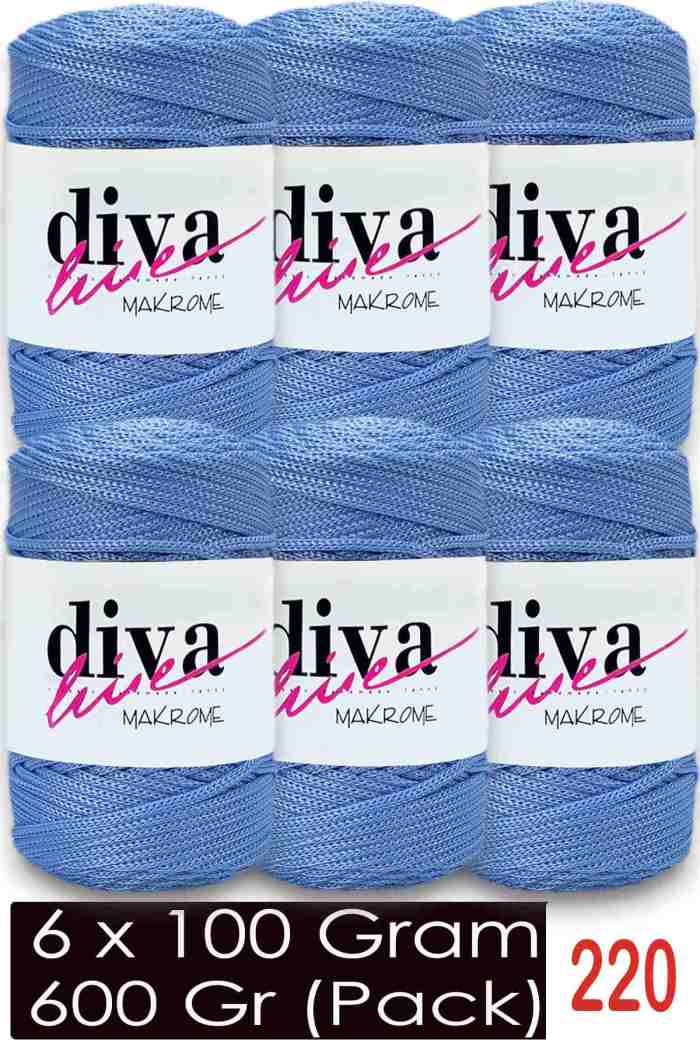 Diva Makrome İpi 220 Mavi ( 6 lı Paket ) - Görsel 1