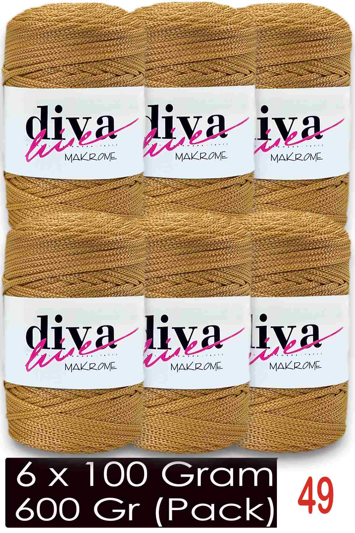 Diva Makrome İpi 49 Hardal ( 6 lı Paket ) - Görsel 1