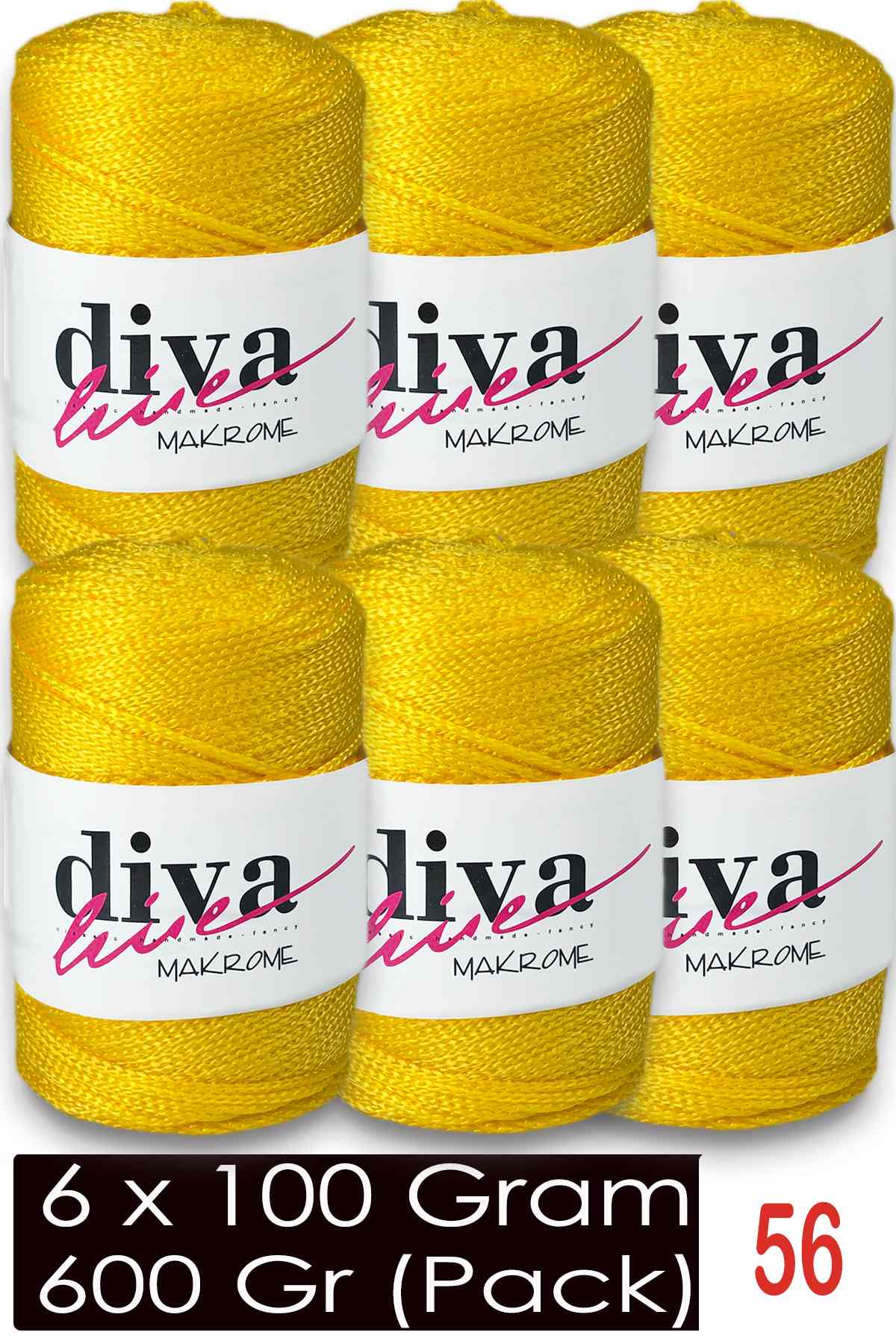 Diva Makrome İpi 56 Sarı ( 6 lı Paket ) - Görsel 1