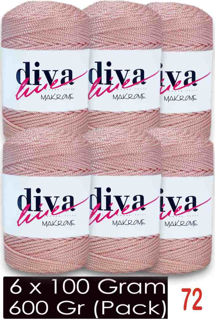 Diva Makrome İpi 72 Toz Pembe ( 6 lı Paket ) - Görsel 1