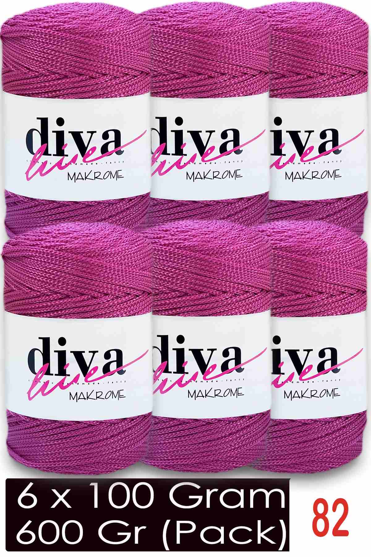 Diva Makrome İpi 82 Fuşya ( 6 lı Paket ) - Görsel 1