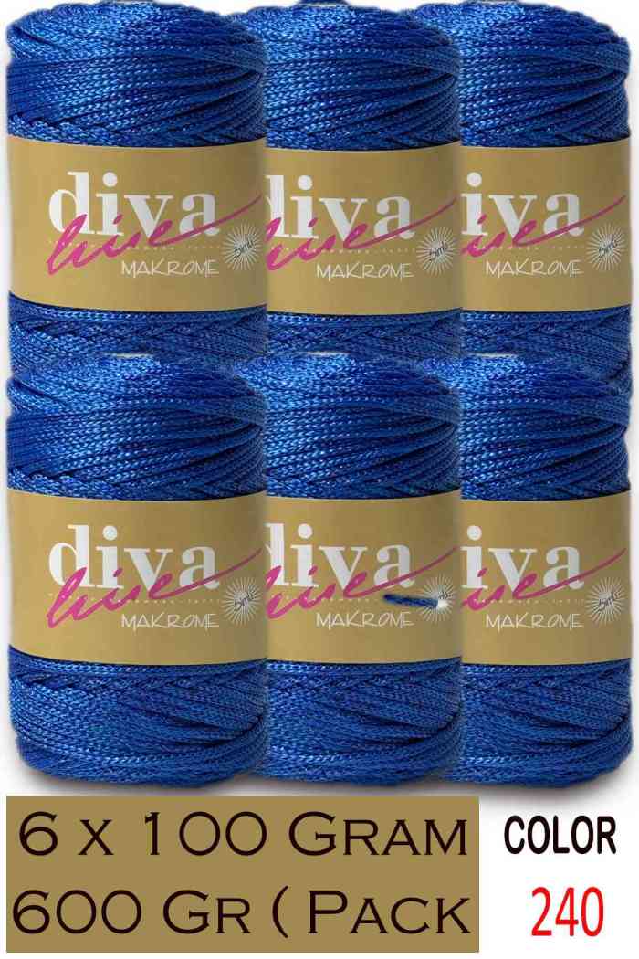 Diva Makrome İpi Simli 240 Saks Mavisi ( 6 lı Paket ) - Görsel 1