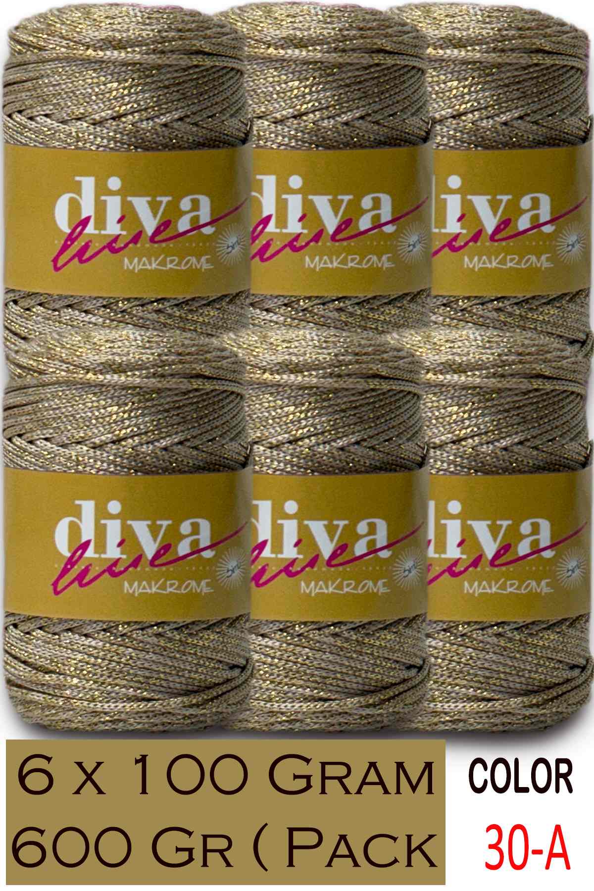 Diva Makrome İpi Simli 30A ( 6 lı Paket ) - Görsel 1