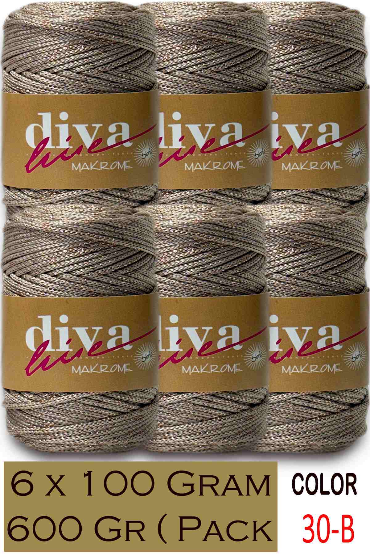 Diva Makrome İpi Simli 30B ( 6 lı Paket ) - Görsel 1
