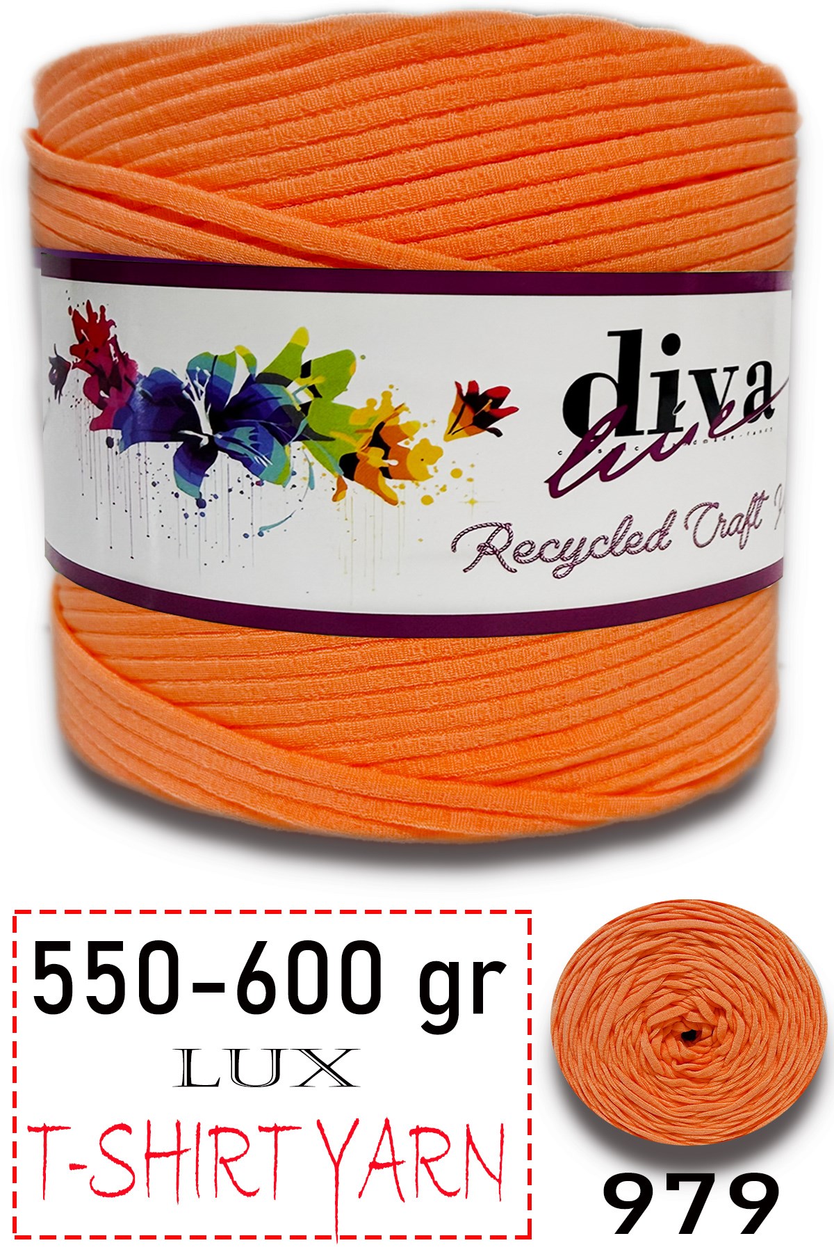 550-600 Gram Lüks Penye Kumaş İplik - T Shirt Yarn - Fabric 979 Turuncu (6 lı Paket) - Görsel 1
