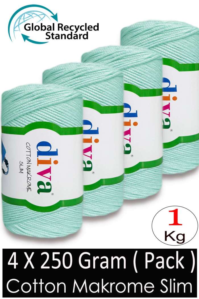 Diva Cotton Makrome İnce 1001 Soft Mint ( 4 lü Paket ) - Görsel 1