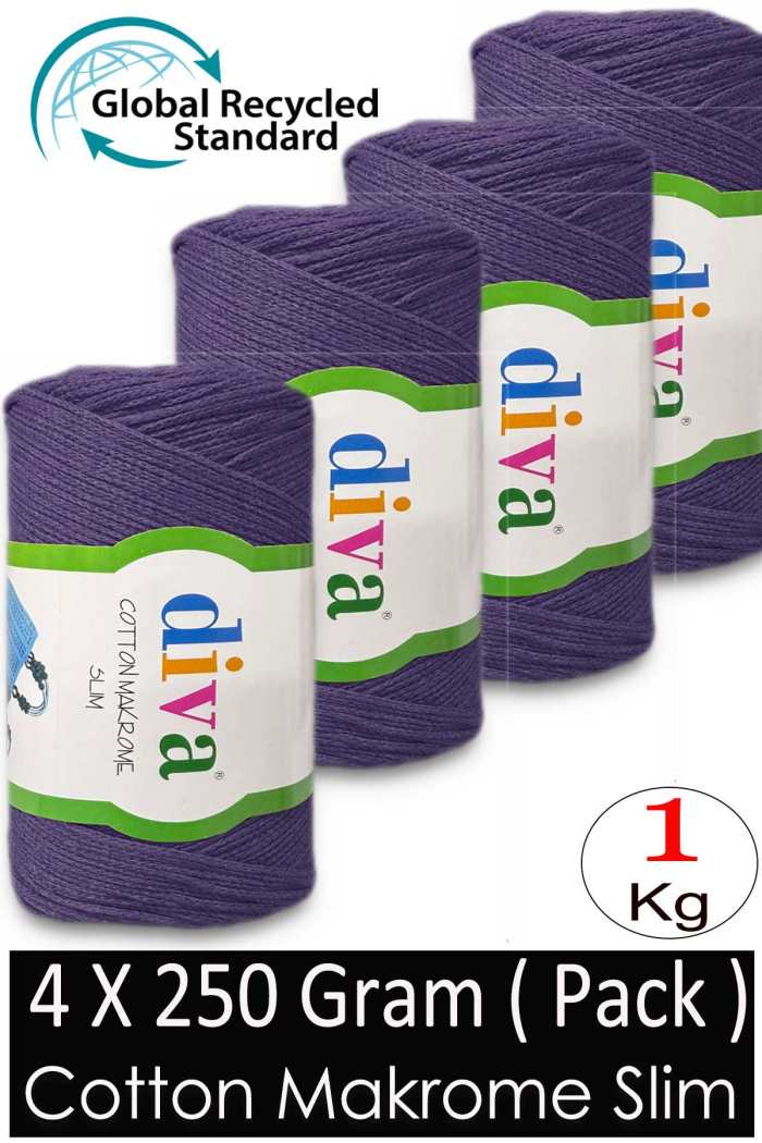 Diva Cotton Makrome İnce 188 Mor ( 4 lü Paket ) - Görsel 1