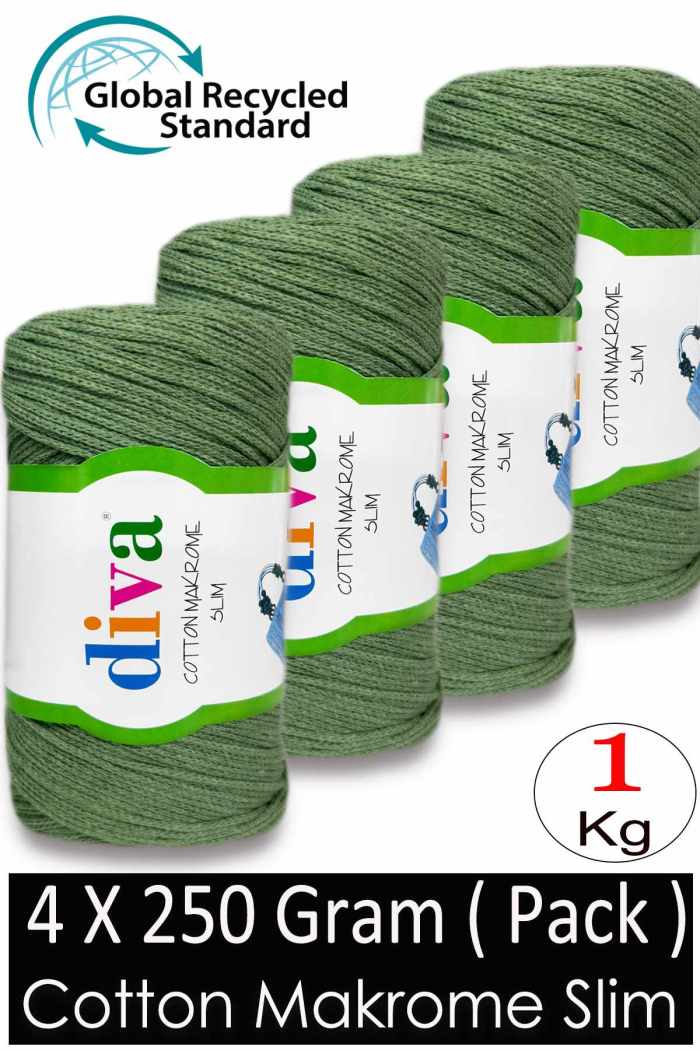 Diva Cotton Makrome İnce 1969 Elma Yeşili ( 4 lü Paket ) - Görsel 1