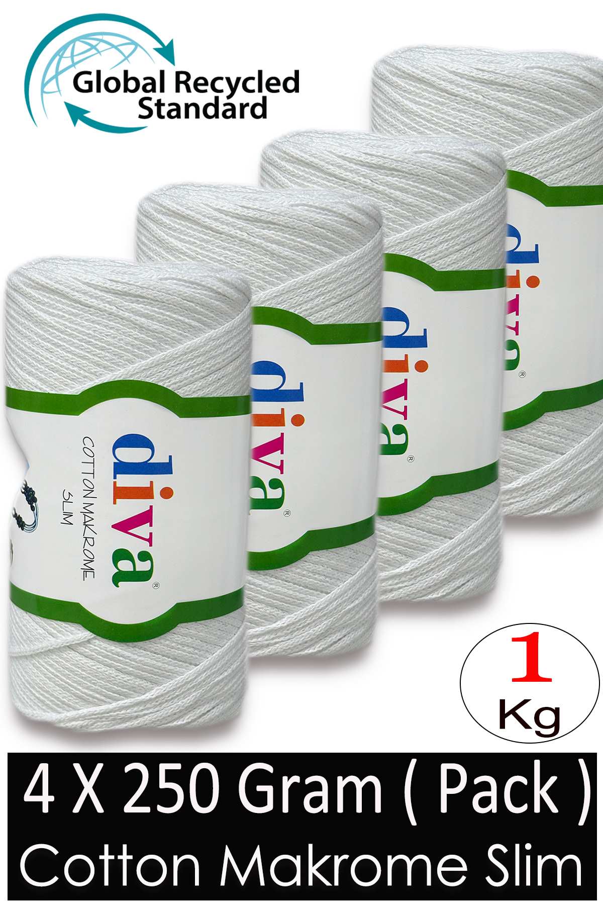 Diva Cotton Makrome İnce 2101 Beyaz ( 4 lü Paket ) - Görsel 1