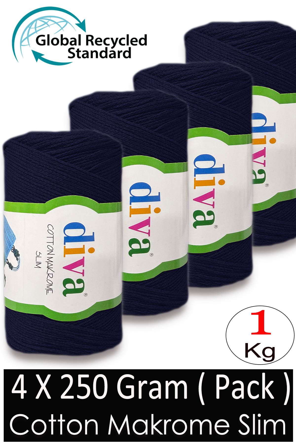 Diva Cotton Makrome İnce 2112 Lacivert ( 4 lü Paket ) - Görsel 1