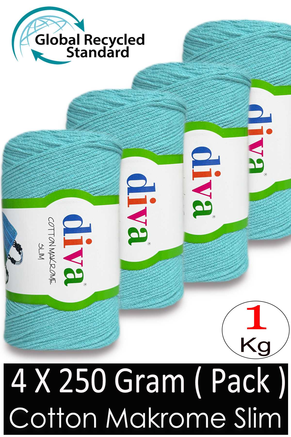 Diva Cotton Makrome İnce 2119 Mint ( 4 lü Paket ) - Görsel 1
