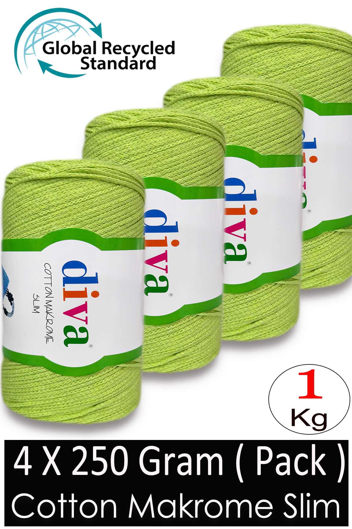 Diva Cotton Makrome İnce 2120 Fıstık Yeşili ( 4 lü Paket ) - Görsel 1