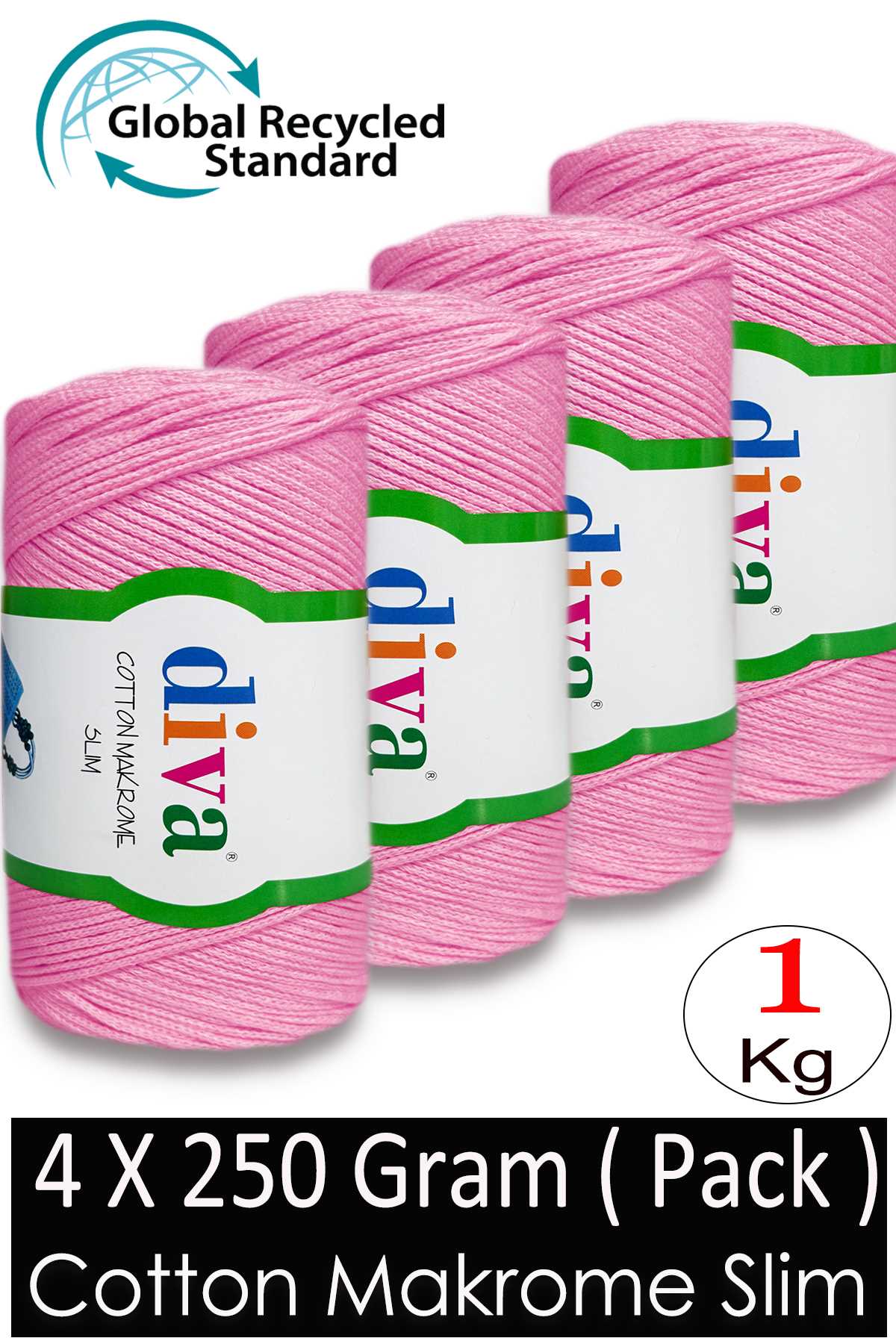 Diva Cotton Makrome İnce 229A Pembe ( 4 lü Paket ) - Görsel 1