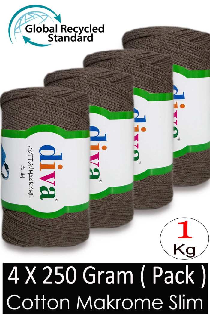 Diva Cotton Makrome İnce 258 Orta Vizon ( 4 lü Paket ) - Görsel 1