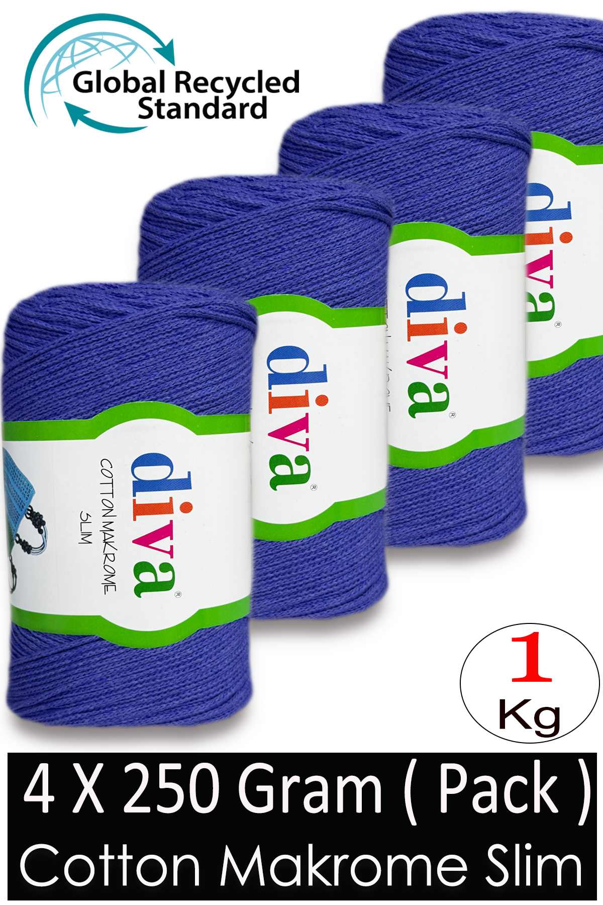 Diva Cotton Makrome İnce 2601 Saks Mavisi ( 4 lü Paket ) - Görsel 1