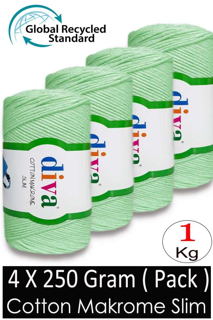 Diva Cotton Makrome İnce 487 Su Yeşili ( 4 lü Paket ) - Görsel 1