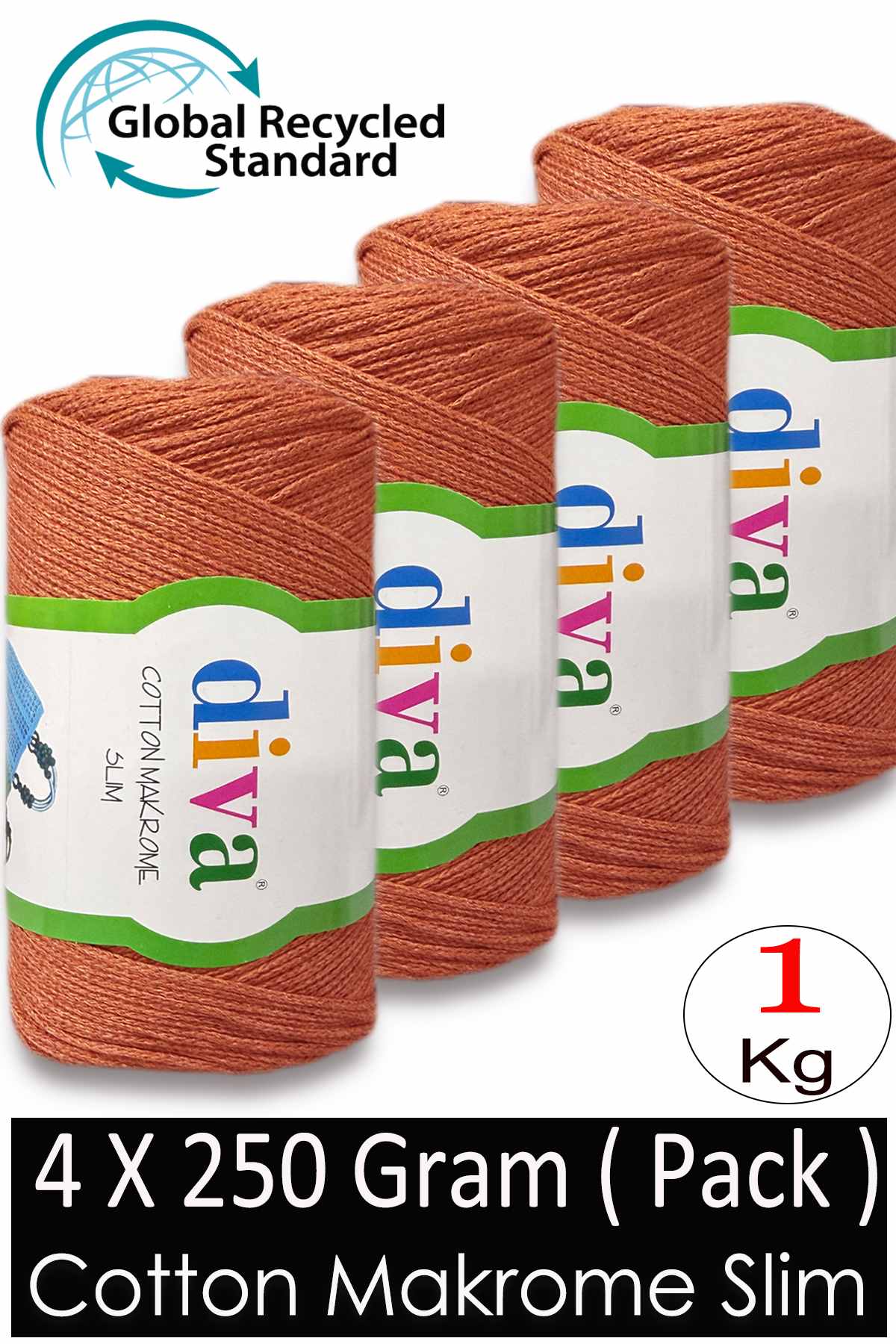 Diva Cotton Makrome İnce 979 Portakal ( 4 lü Paket ) - Görsel 1