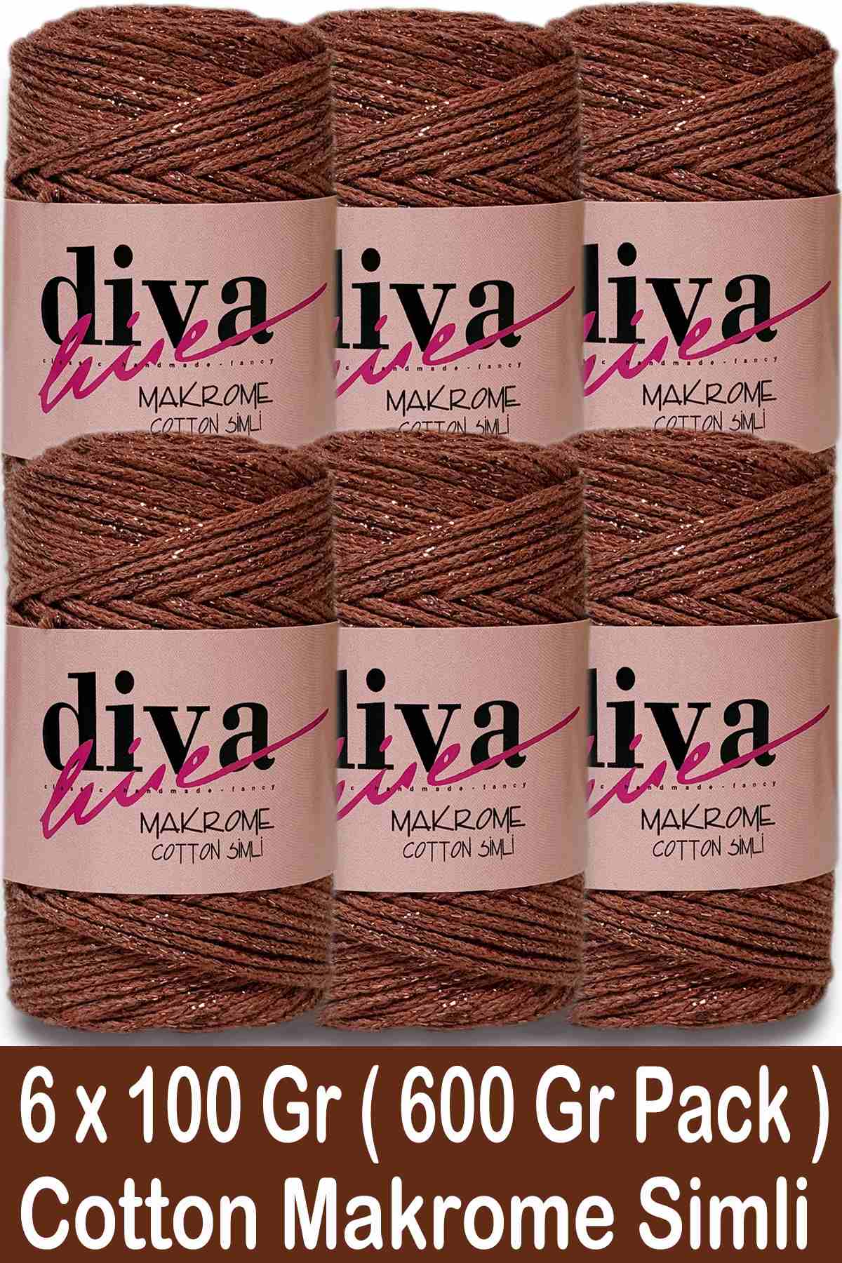 Diva Makrome Cotton Simli 1964 Tarçın ( 6 lı Paket ) - Görsel 1