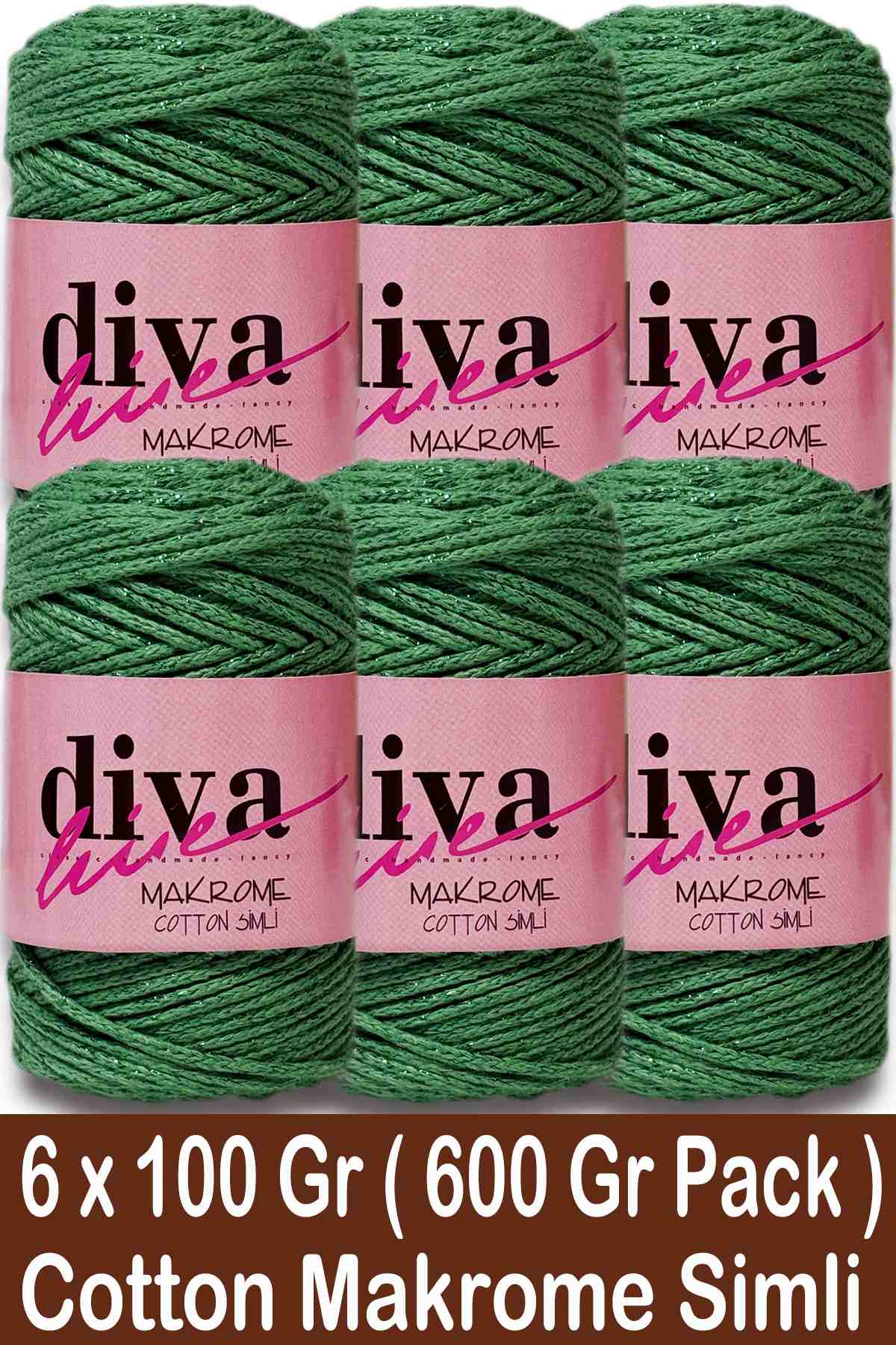 Diva Makrome Cotton Simli 1969 Elma Yeşili ( 6 lı Paket ) - Görsel 1