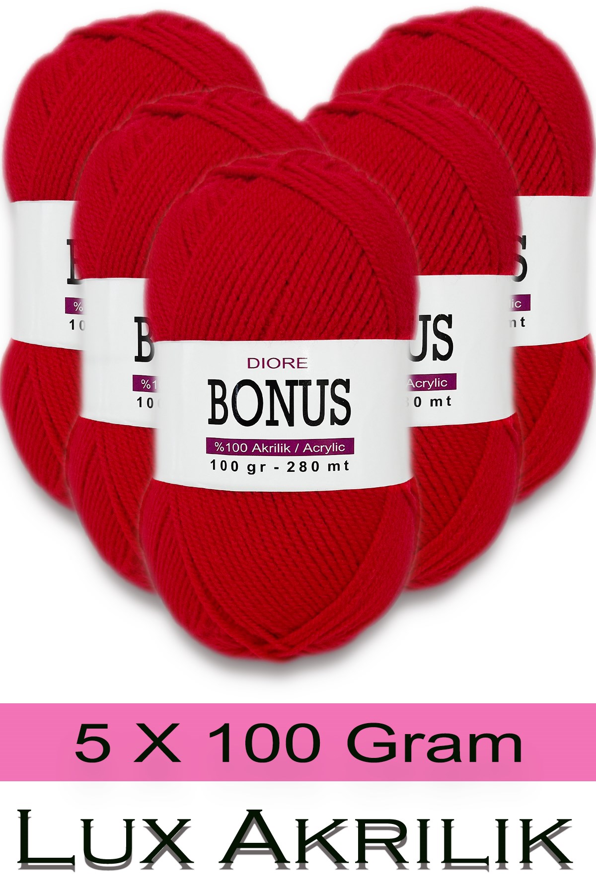 Bonus 5 x 100 Gr Klasik Lüx Akrilik İplik 824 - Görsel 1
