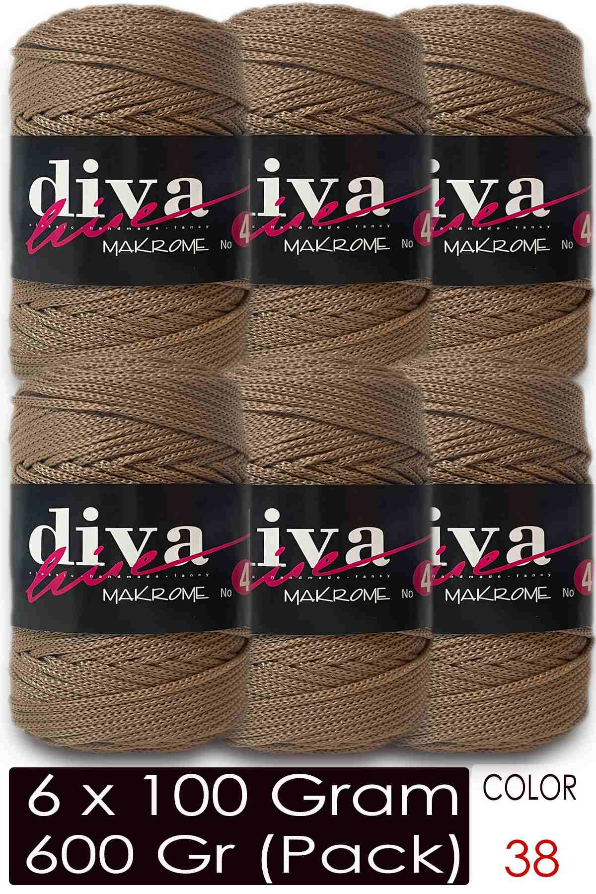 Diva Makrome İpi Kalın (No:4) 38 Camel ( 6 lı Paket ) - Görsel 1