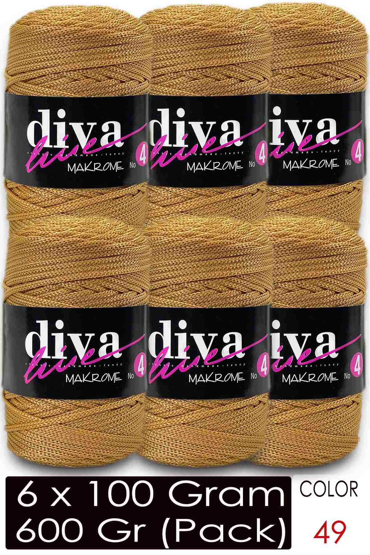 Diva Makrome İpi Kalın (No:4) 49 Hardal ( 6 lı Paket ) - Görsel 1