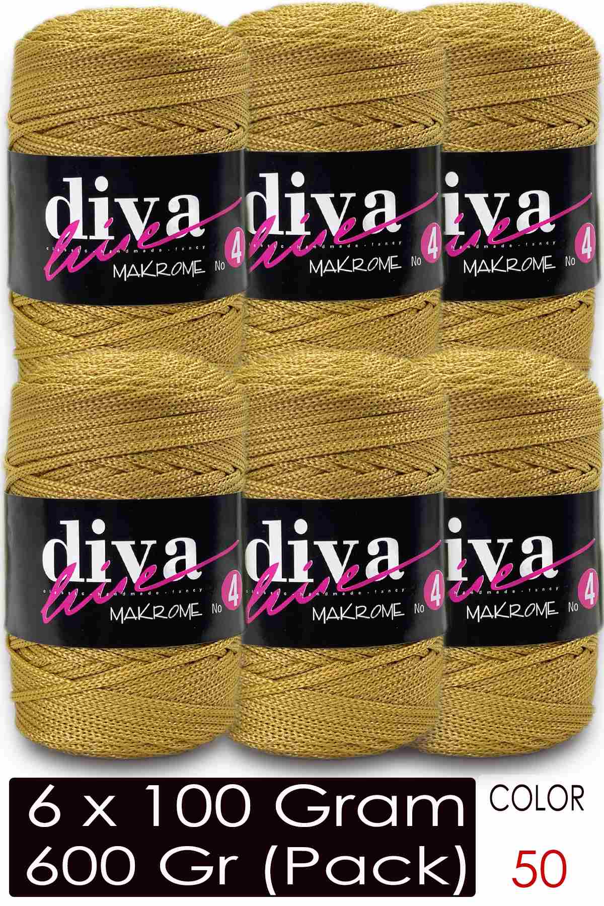 Diva Makrome İpi Kalın (No:4) 50 Gold ( 6 lı Paket ) - Görsel 1