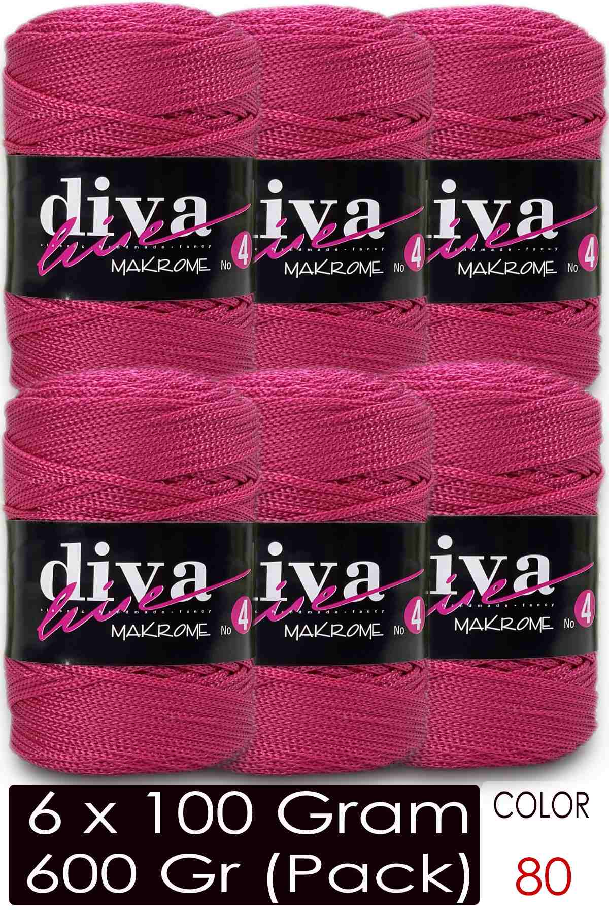 Diva Makrome İpi Kalın (No:4) 80 Fuşya ( 6 lı Paket ) - Görsel 1