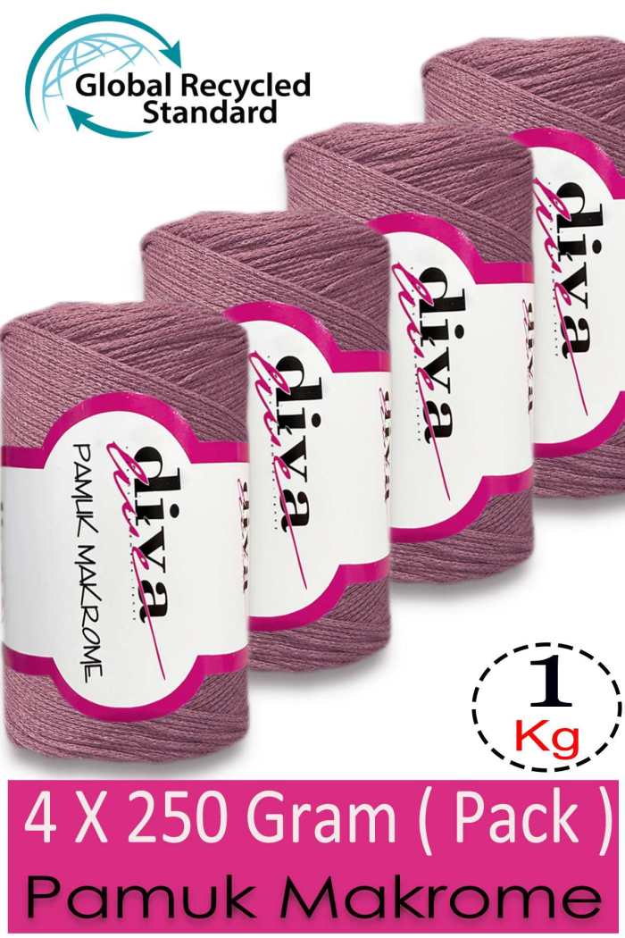Diva Pamuk Makrome 1004 Açık Somon ( 4 lü Paket) - Görsel 1