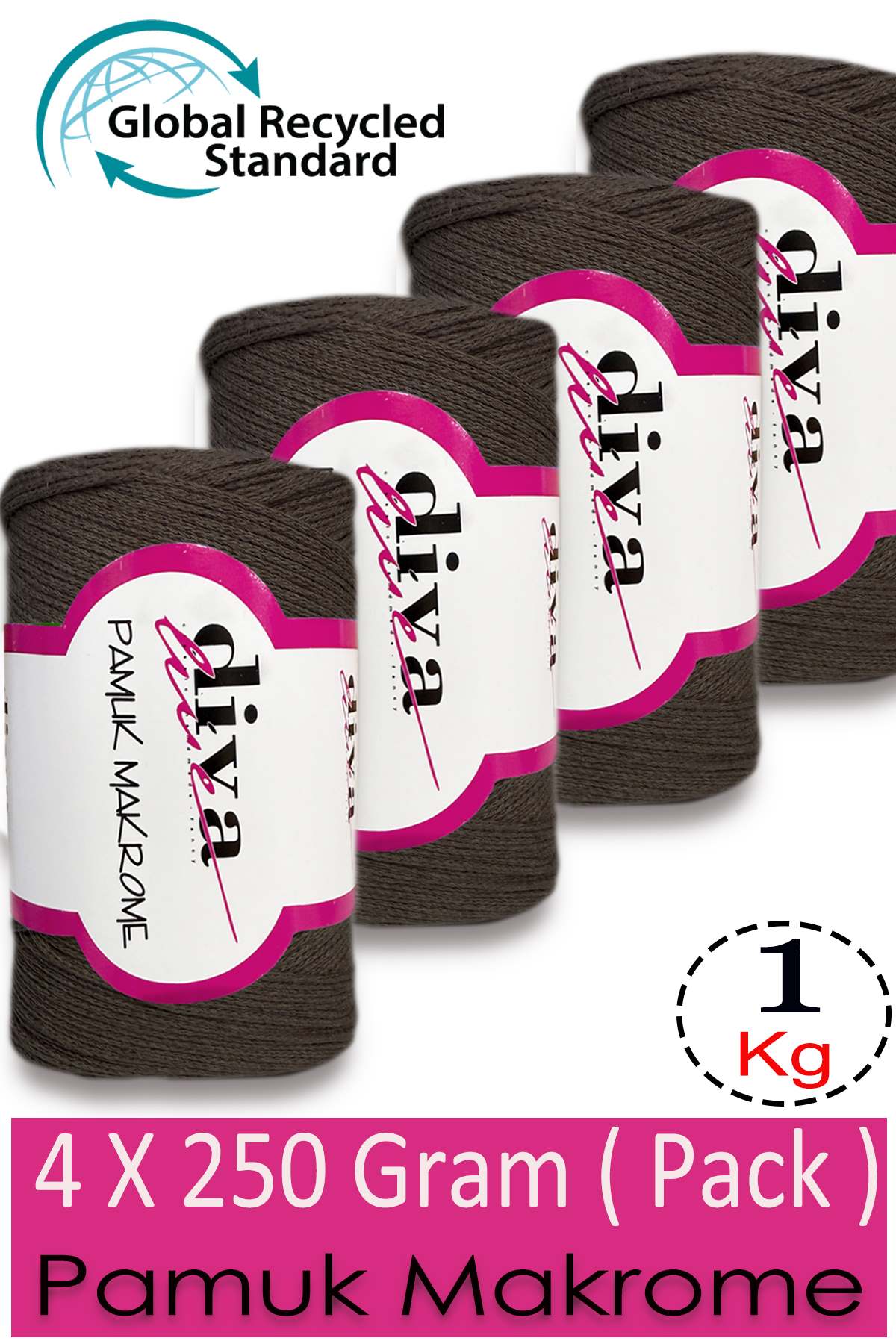 Diva Pamuk Makrome 169 Koyu Vizon ( 4 lü Paket) - Görsel 1