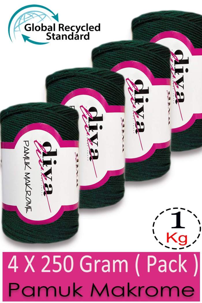 Diva Pamuk Makrome 190 Ördek Yeşili ( 4 lü Paket) - Görsel 1