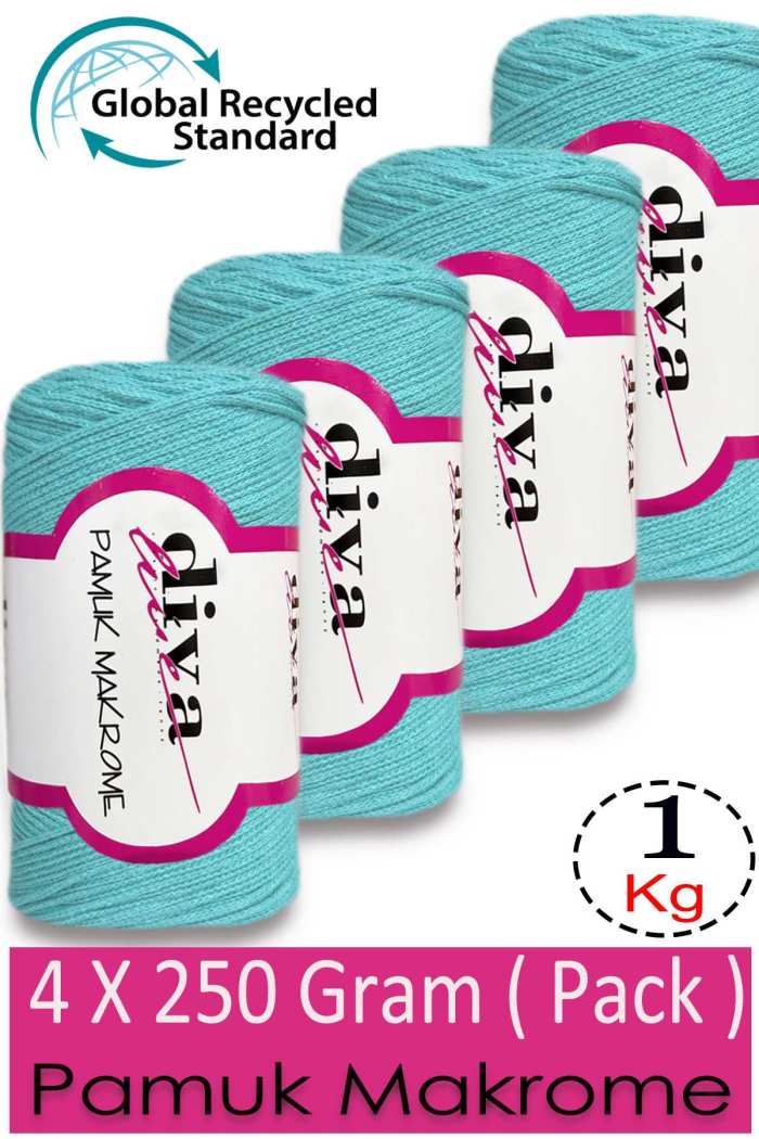 Diva Pamuk Makrome 2119 Mint ( 4 lü Paket) - Görsel 1