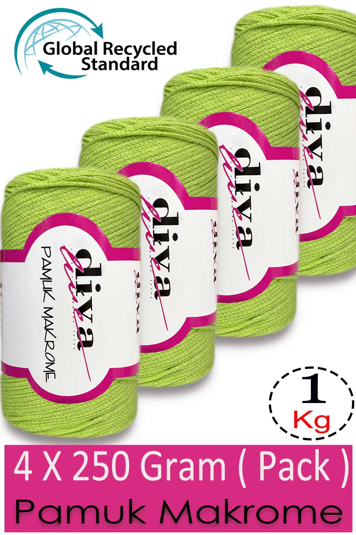 Diva Pamuk Makrome 2120 Fıstık Yeşili ( 4 lü Paket) - Görsel 1