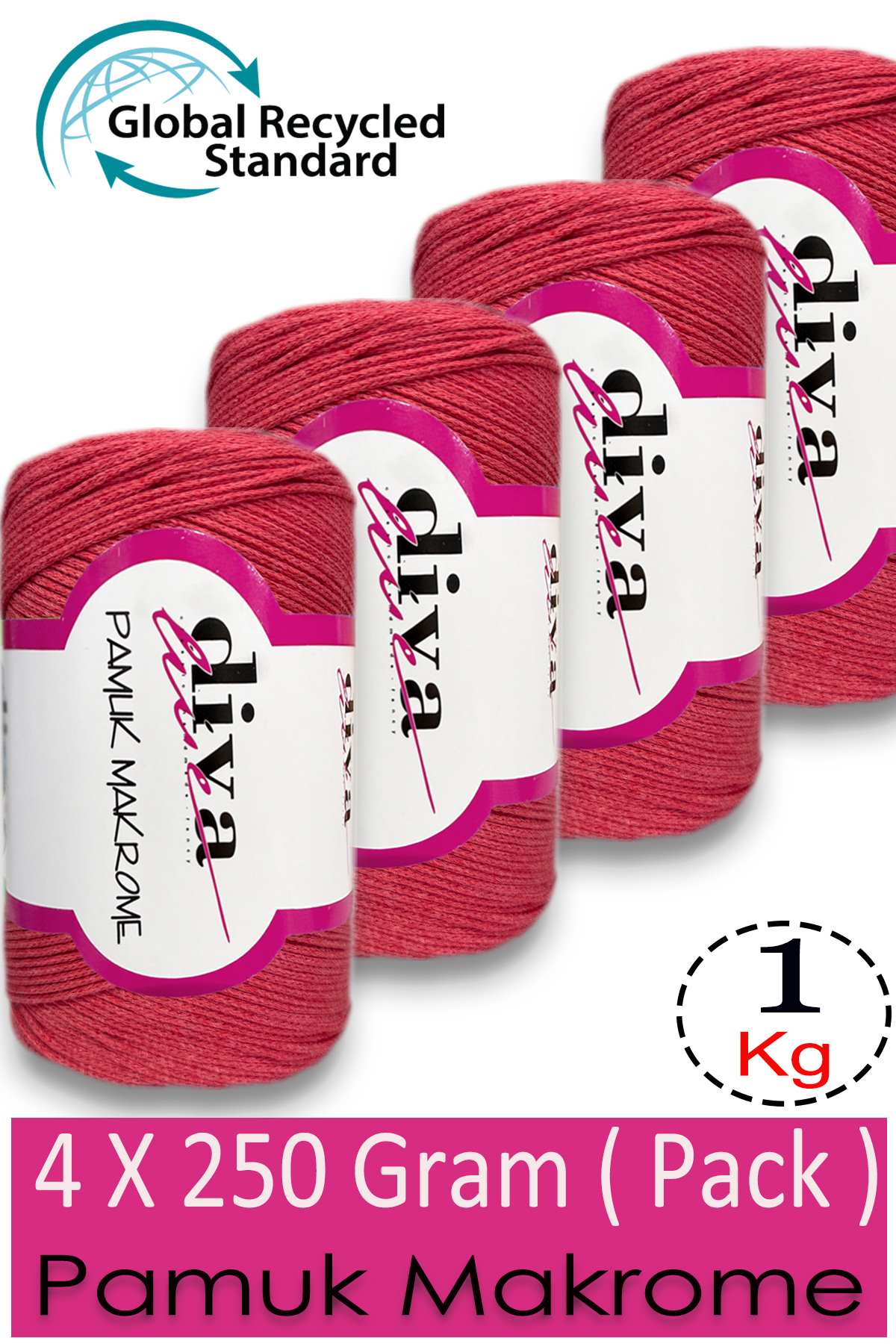 Diva Pamuk Makrome 2136 Nar Çiçeği ( 4 lü Paket) - Görsel 1