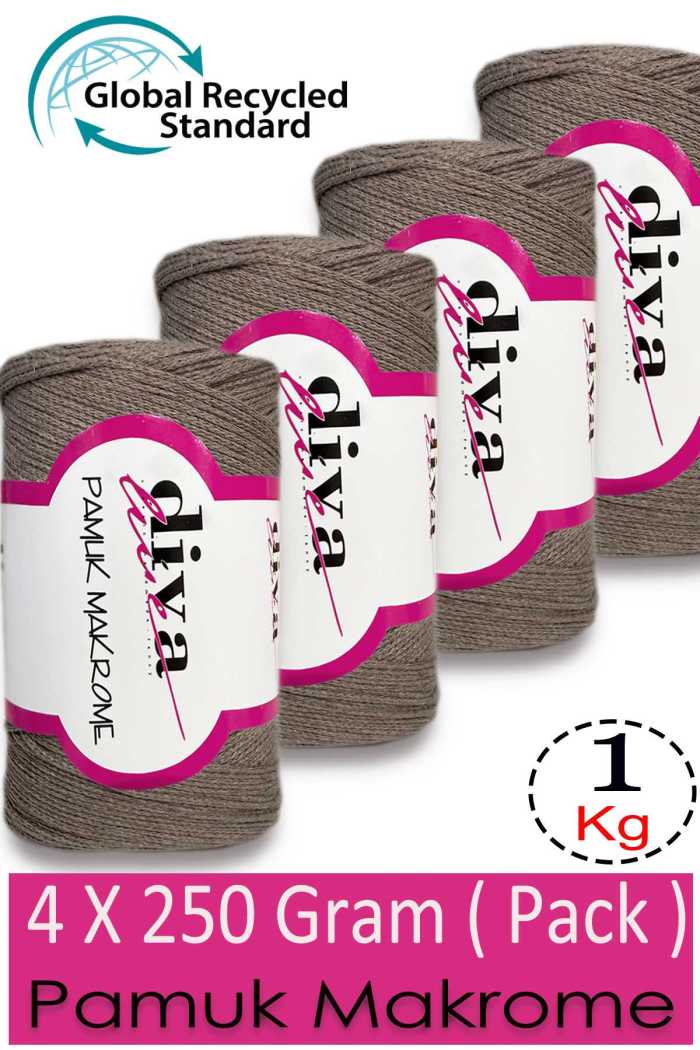Diva Pamuk Makrome 257 Vizon ( 4 lü Paket) - Görsel 1
