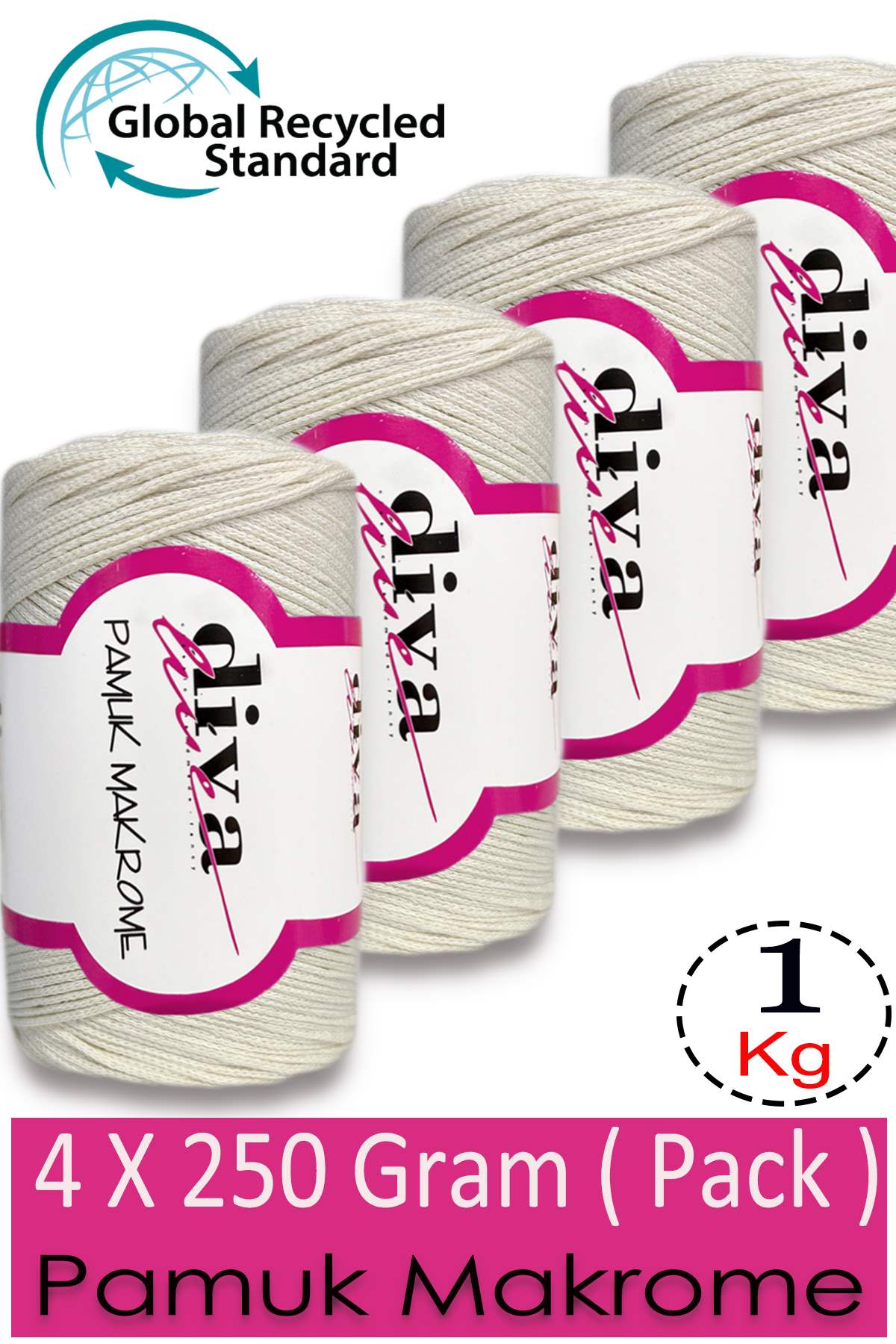 Diva Pamuk Makrome 288 Kemik ( 4 lü Paket) - Görsel 1