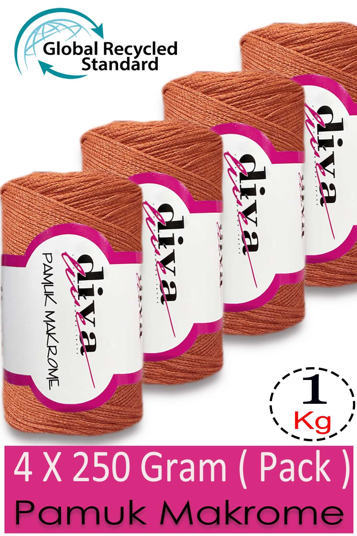 Diva Pamuk Makrome 979 Portakal ( 4 lü Paket) - Görsel 1