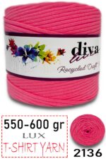 550-600 Gram Lüks Penye Kumaş İplik - T Shirt Yarn - Fabric 2136 Nar Çiçeği (6 lı Paket)