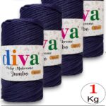 PP Makrome Jumbo 250 gr (4 mm) 262U370 Lacivert ( 4 lü Paket )