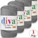 PP Makrome Jumbo 250 gr (4 mm) 62U430 Orta Gri ( 4 lü Paket )