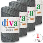 PP Makrome Jumbo 250 gr (4 mm) 64U423 Gri ( 4 lü Paket )