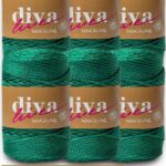 Diva Makrome İpi Simli 175S Yeşil ( 6 lı Paket )